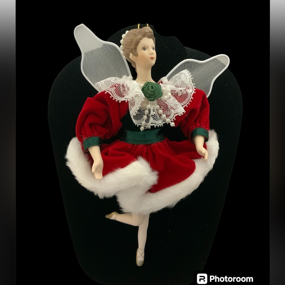 Christmas Ballerina Fairy Ornament Angel Figurine Vintage Porcelain Collectible